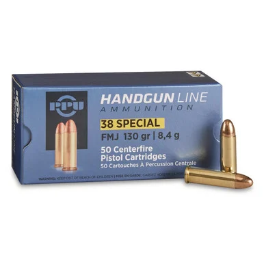 PPU .38 Special 130gr FMJ Ammo