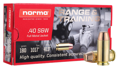 Norma .40 S&W Self Defense NXD 180gr Solid Ammo